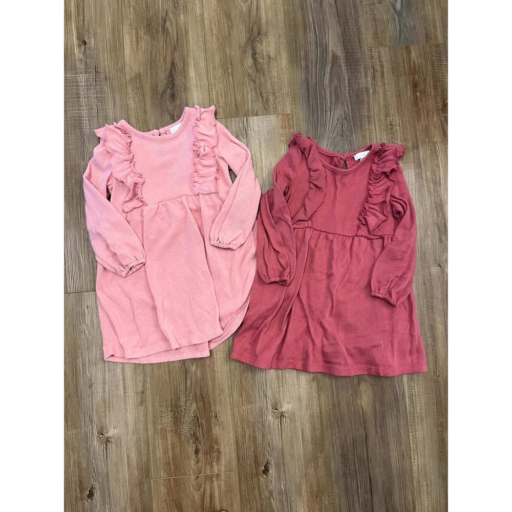 Btween Girls 2 Pack Ruffle Long Sleeve Sweater Dresses Pink Rose Size 4